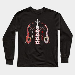 Damballah Aida Wedo Red White Serpents Voodoo Veve Long Sleeve T-Shirt